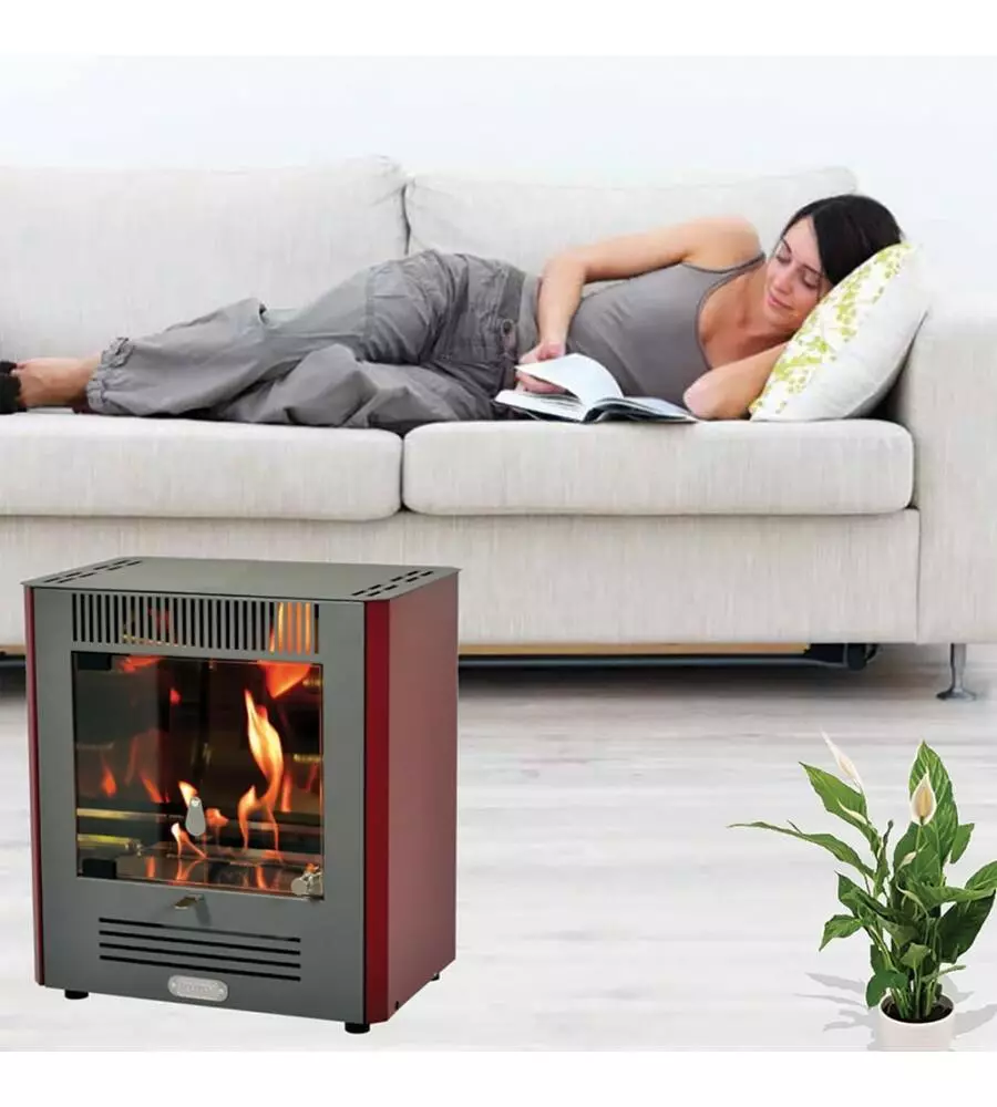 Stufa a bioetanolo tecno air system "ruby modello mini ruby" bordeaux, 2,3 kw